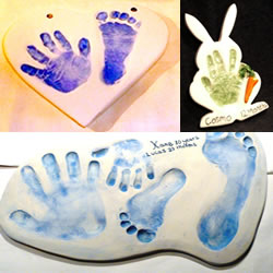 Hand and foot clay prints